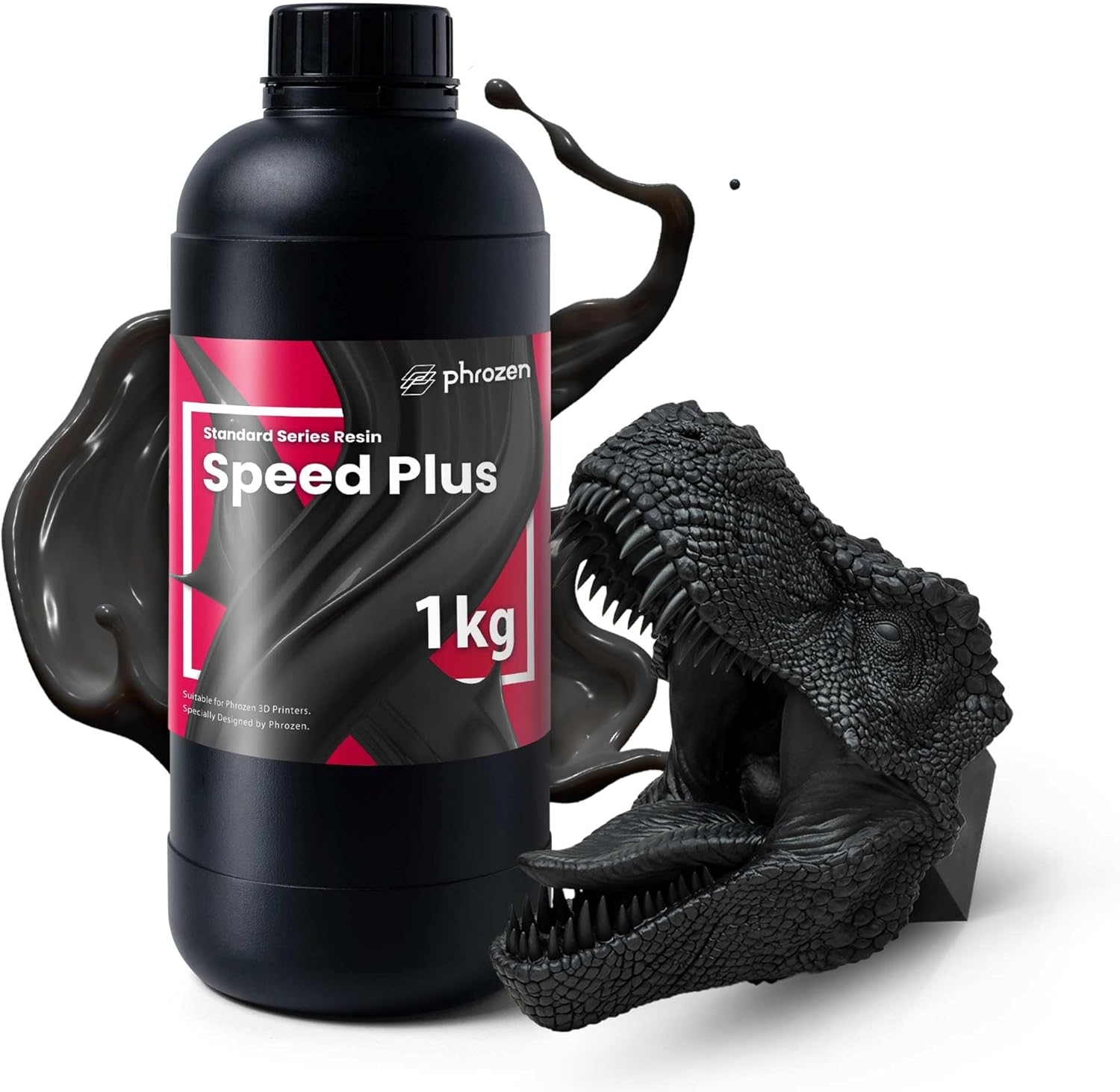Phrozen Speed plus 3D Printer Resin | Uv-Curing Resin for Most 405Nm LCD/DLP Printers | Print Faster W/Higher Precision, Low Viscosity - Black (1Kg)