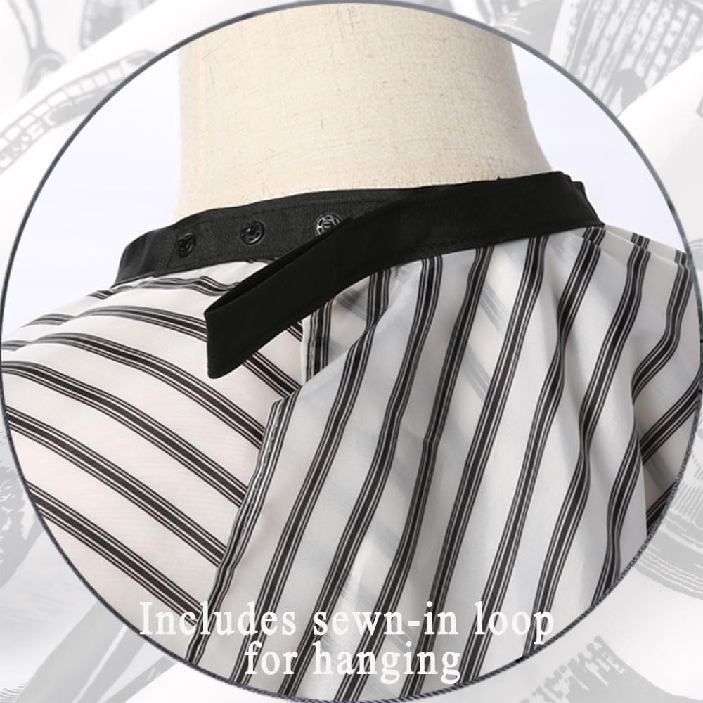 Professional Waterproof Hair Styling Cape Nylon Haircuting Salon Cape Gown Hair Salon with Snap Closure - 50" X 60" White Stripes - Multicolor 1-Pack image number 5