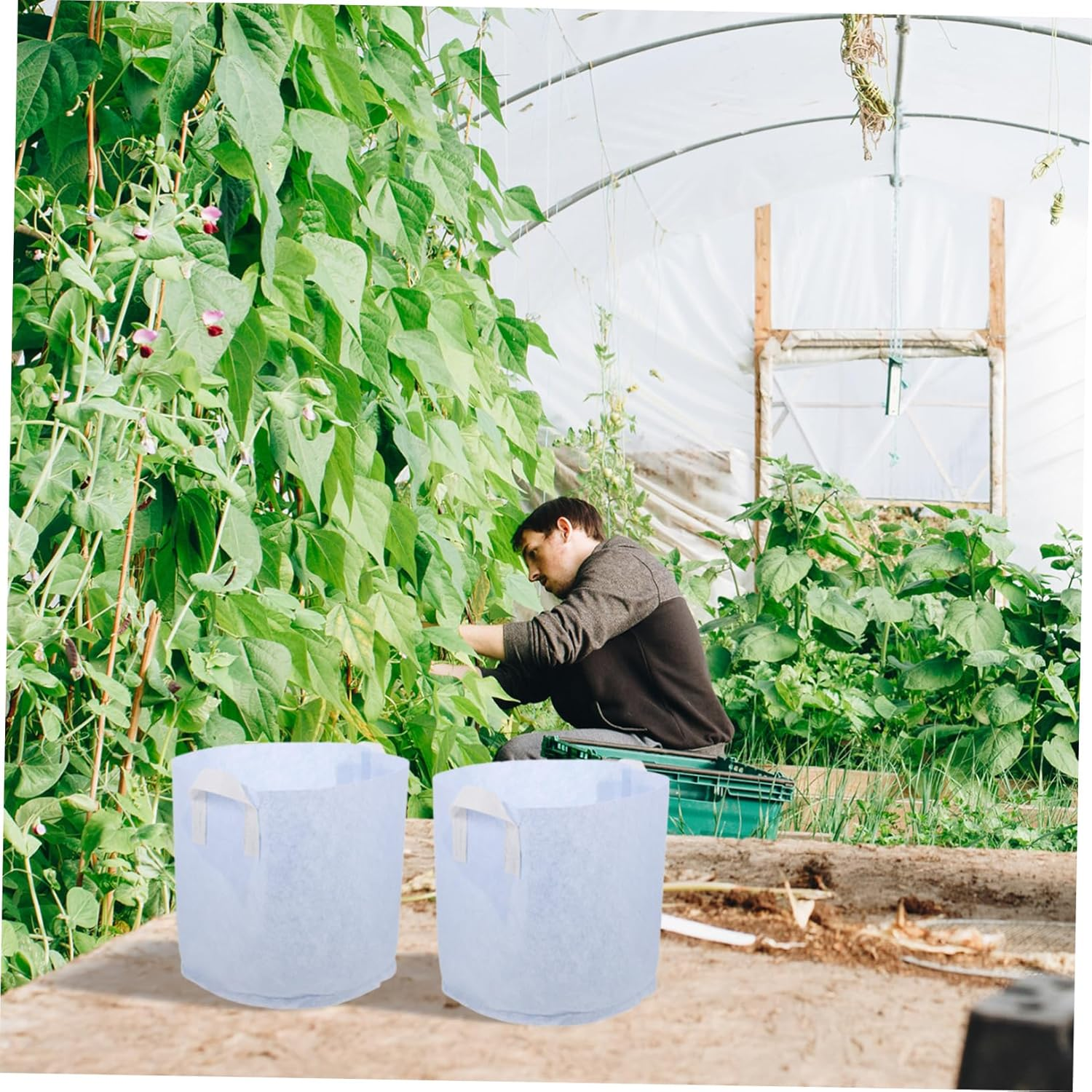 CANIGHT 10Pcs Plant Grow Bags with Handles Potato Grow Bags Fabric Pots Root Container Reusable for Gardening image number 5