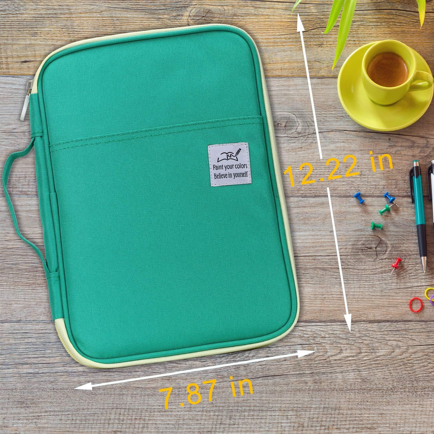 YOUSHARES 96 Slots Colored Pencil Case, Large Capacity Pencil Holder Pen Organizer Bag with Zipper for Prismacolor Watercolor Coloring Pencils, Gel Pens & Markers for Student & Artist (Green) image number 5