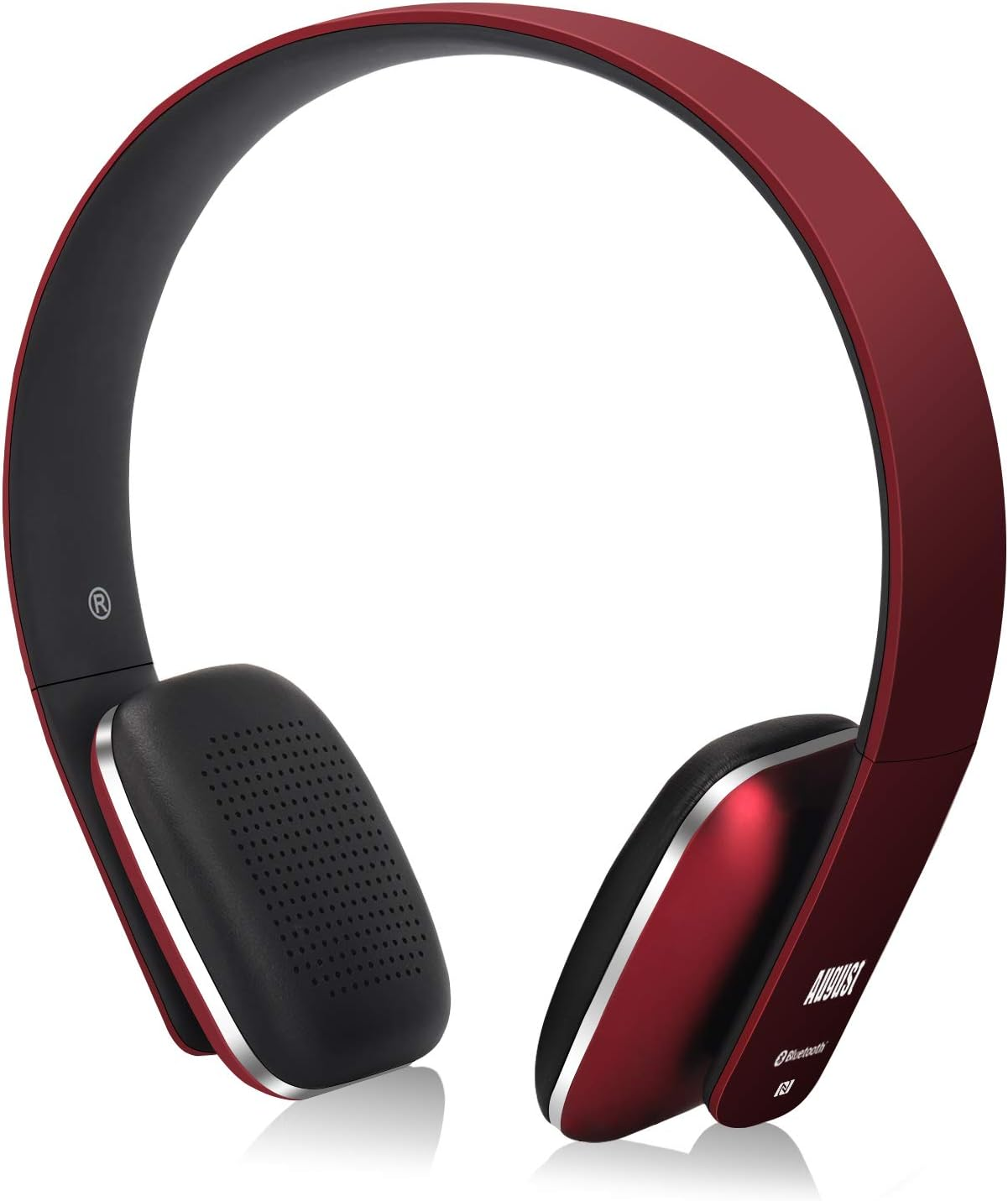 August EP636 Wireless Bluetooth Headphones on Ear Headset with Built-In Mic, Hands-Free Calling, Flexible Design, 12 Hours of Battery Life, Bluetooth V4.1 for Android Iphone PC Windows Mic - Red