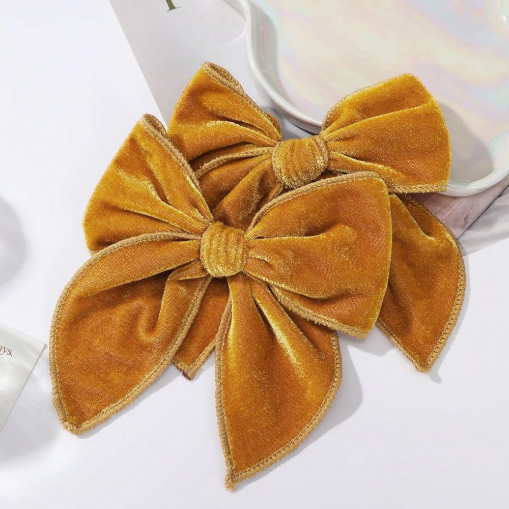 Pack of 1 Velvet Bow Hairpin Women'S Hair Clip Hair Bow Hair Pin Non-Slip Hair Accessories for Daily Wear Wedding Party Christmas, Brown image number 1