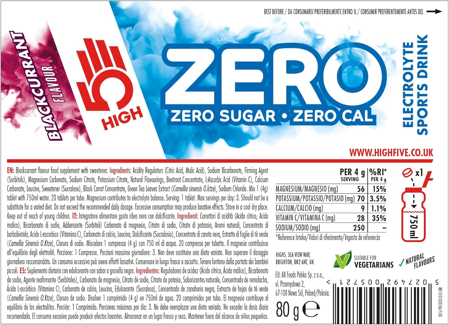HIGH5 Zero 8X20 Tabs Blackcurrant
