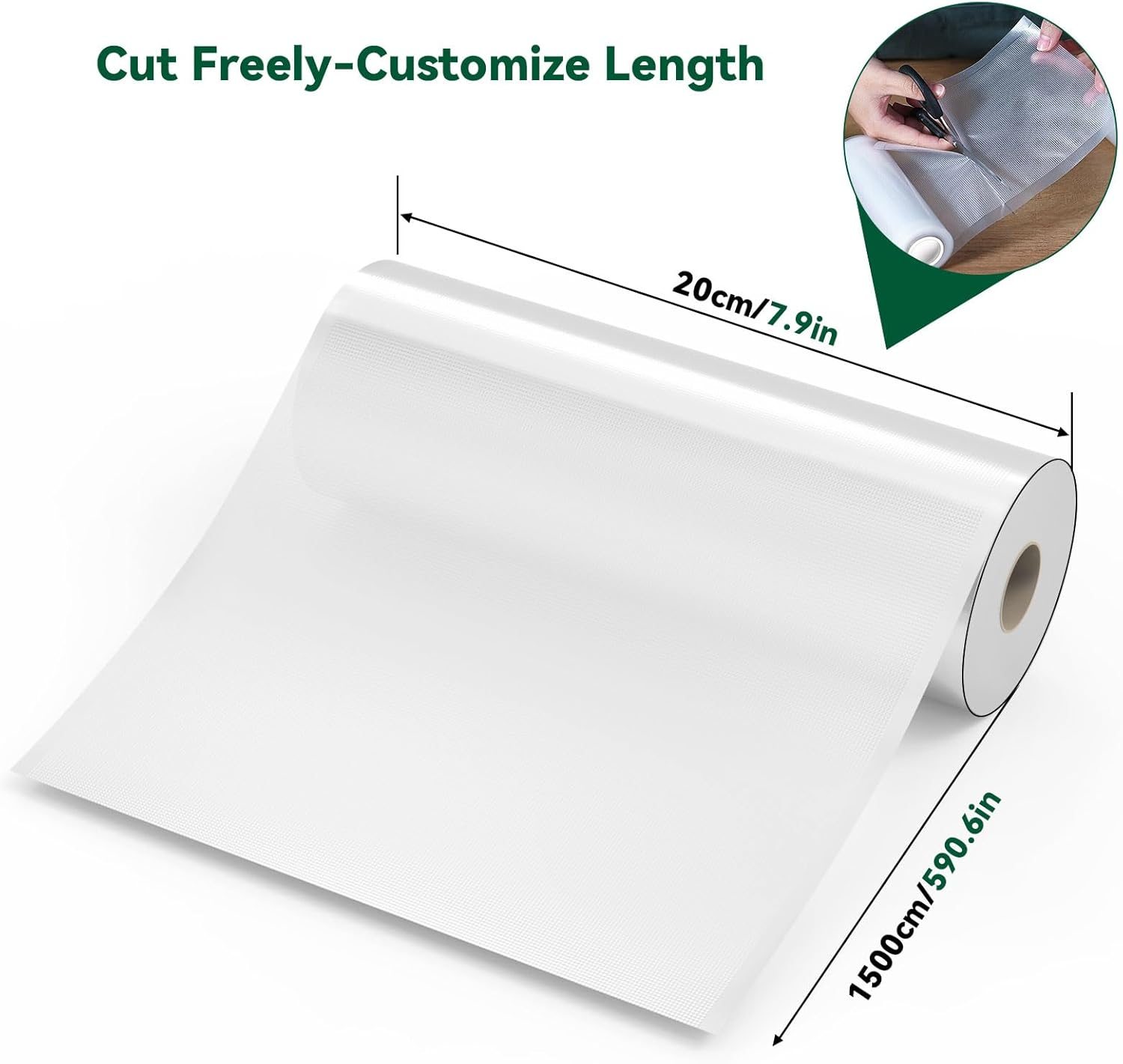 Vacuum Sealer Bags Rolls, 2 Pack 20Cmx15M, Seal a Meal Bags, Ideal for Fridge, Freezer, Sous Vide, BPA Free, Durable Commercial Grade image number 3