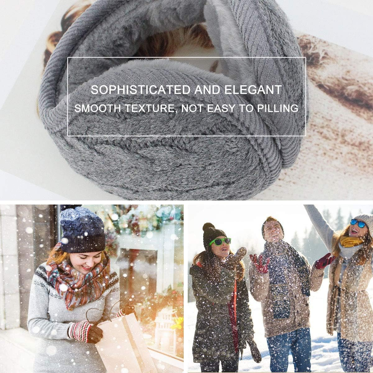 Ear Muffs for Women - Winter Earmuffs Adjustable Classic Ear Muffs Warmer Soft Warm Windproof Plush Outdoor Skiing for Women - Pink image number 5