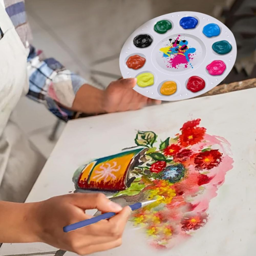 Armastuse 20PCS Paint Tray Palettes Plastic,Art Painting Palettes with 10 Wells for Acrylic Oil Watercolor DIY Craft Professional Art Painting, Washable image number 2