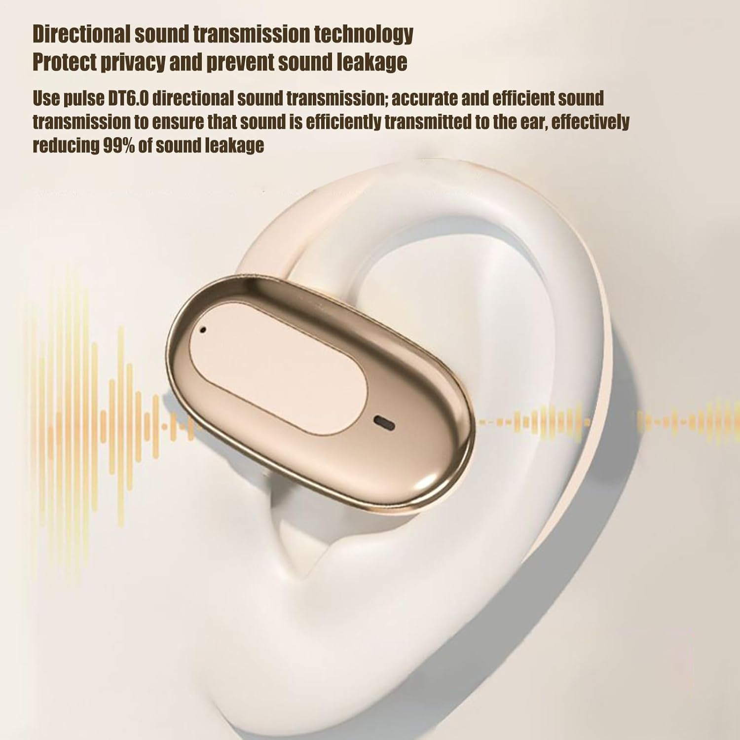 Ylnailky Clip Earbuds - Open Ear Wireless Earbuds | Smart Waterproof Long Battery Life Noise Reduction Earphone for Adults Women Game Phones Home Travel Men