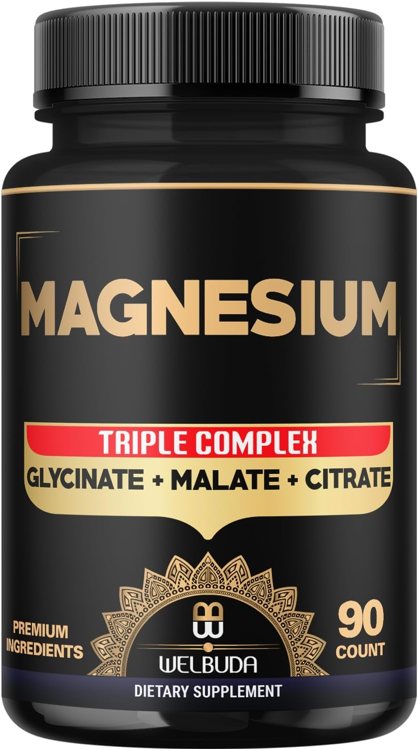 1000Mg Premium Magnesium Complex as Magnesium Glycinate, Malate, & Citrate - Restful Mood & Immune System - Wellness Supplement Contains 90 Capsules image number 3