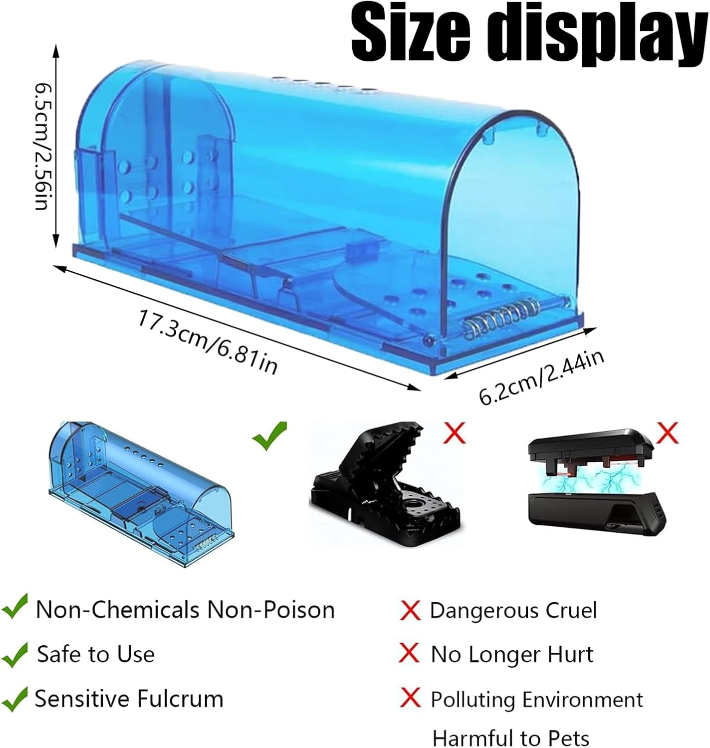 2 Packs of Humane Mouse Traps, the Internal Mouse Trap Can Capture and Release, Can Be Reused, Suitable for Small Rodents, Voles, Hamsters, Moles image number 5