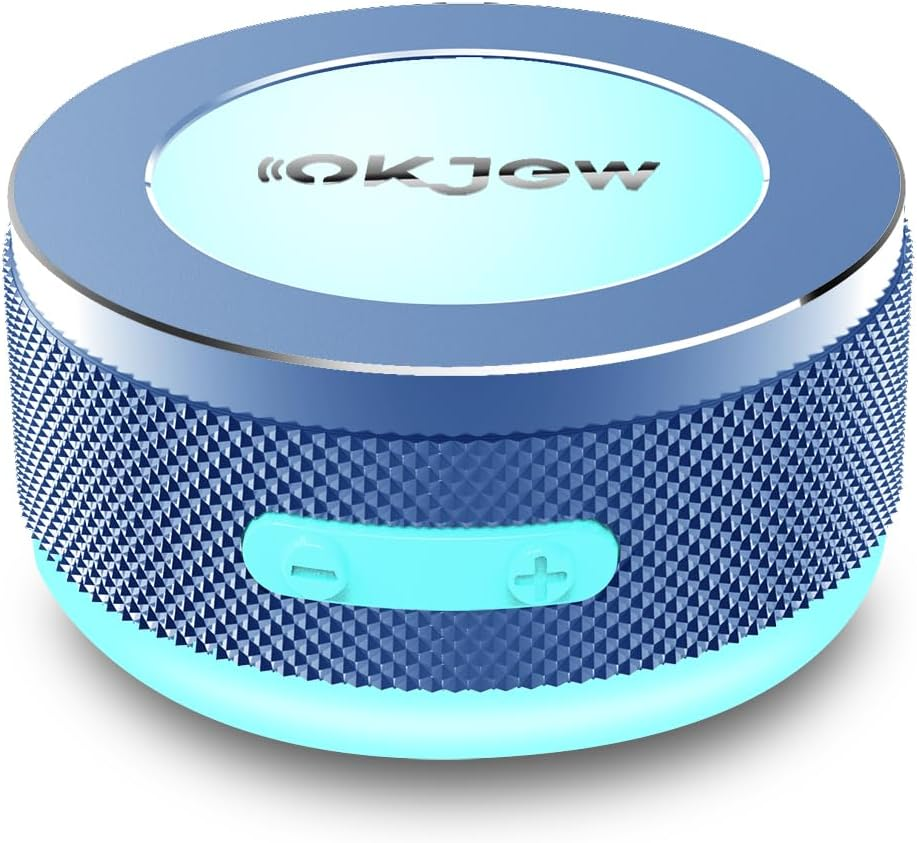 Okjew Bone Conduction Speaker Bluetooth Vibrating Speakers with Colorful LED Lights Portable Surface-Adsorption Speakers for Unique Sound Effects Ideal for Home, Outdoor and Party Use (Blue)