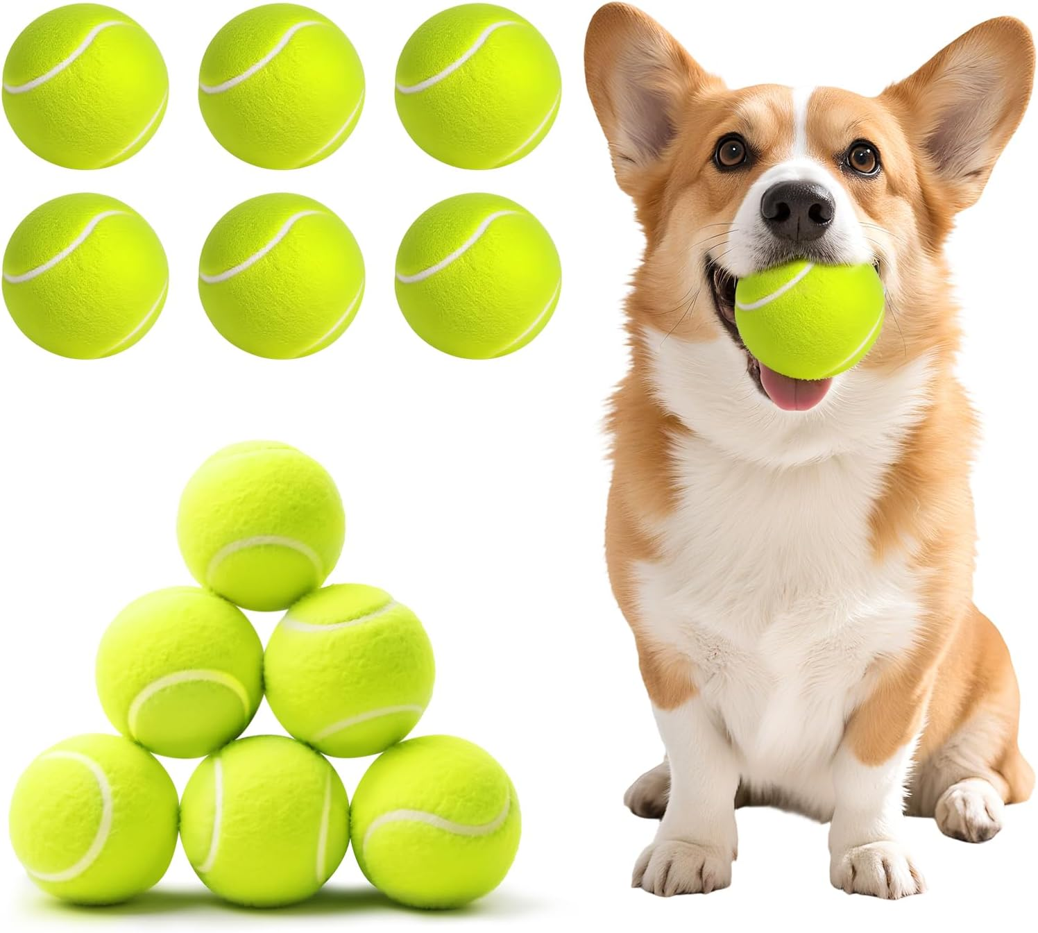 12 Pack Tennis Balls for Dogs, 2-Inch Size, Compatible with Most Automatic Ball Launchers, Exercise Playing Balls for Pet Dog image number 3