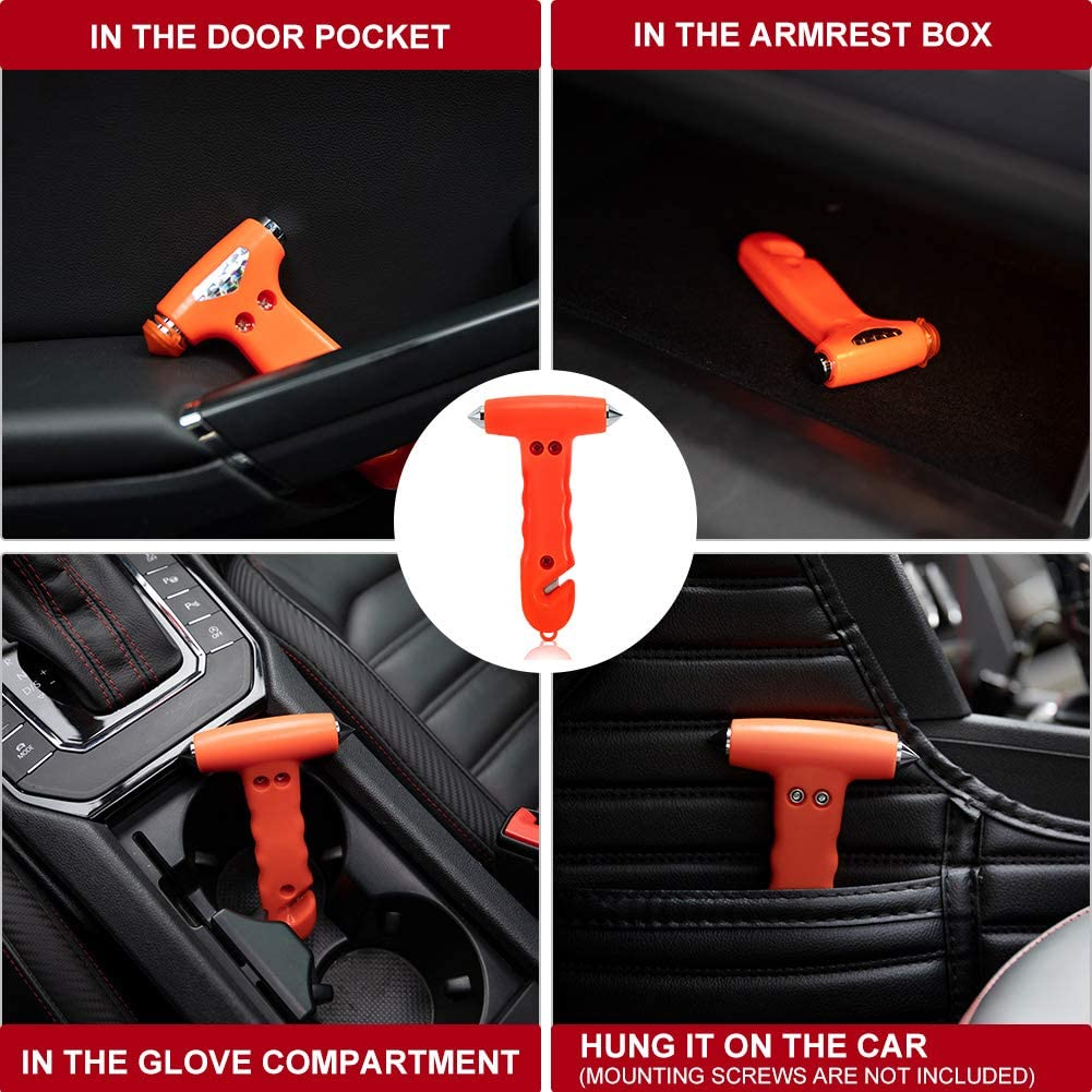 2-Pack Car Safety Hammer, Auto Emergency Escape Hammer with Window Breaker and Seat Belt Cutter, Striking Red Emergency Escape Tool for Car Accidents image number 6