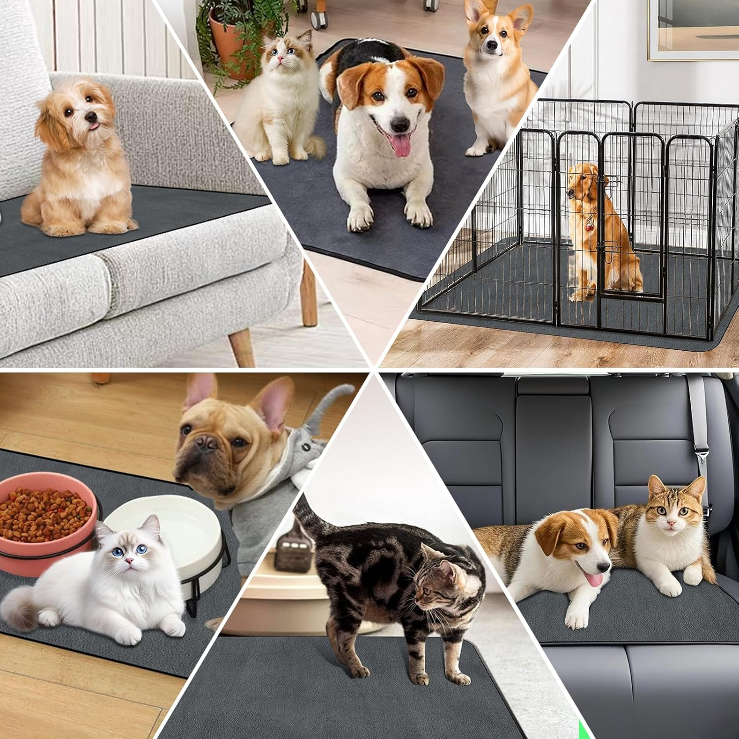 Non-Slip Dog Pads Extra Large 72" X 72", Washable Puppy Pee Pads, Reusable Dog Training Mat for Dogs with Non-Slip Bottom, Waterproof​ Absorbent Pet Blanket for Car, Crate, Playpens, Beds(183*183Cm)