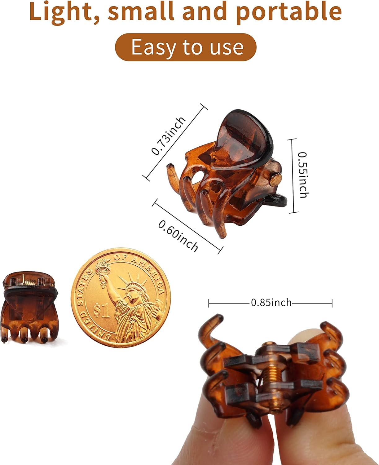 Mini Hair Clips - 72 Pcs for Women and Girls, Plastic, Small Claw Hair Clips with 3 Colors, Tiny image number 5