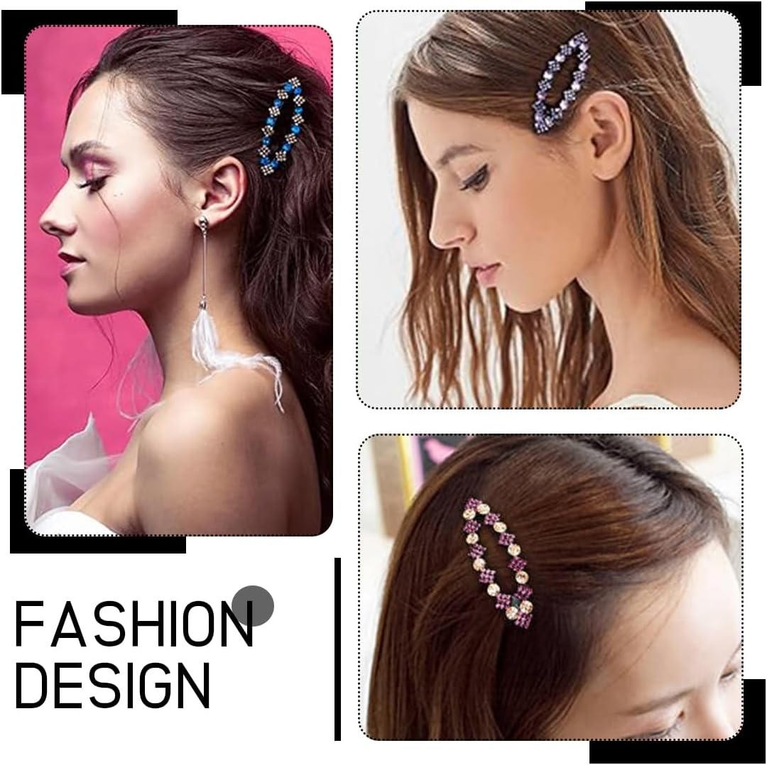 LAKJUOZ Women'S Hair Clips, Pack of 5, Rhinestone Snap Hair Clips, Shinny Bb Hair Clips, Glitter Hair Accessories, Snap Hair Clips, Women'S Hair Pins, Glitter Hair Clips image number 5