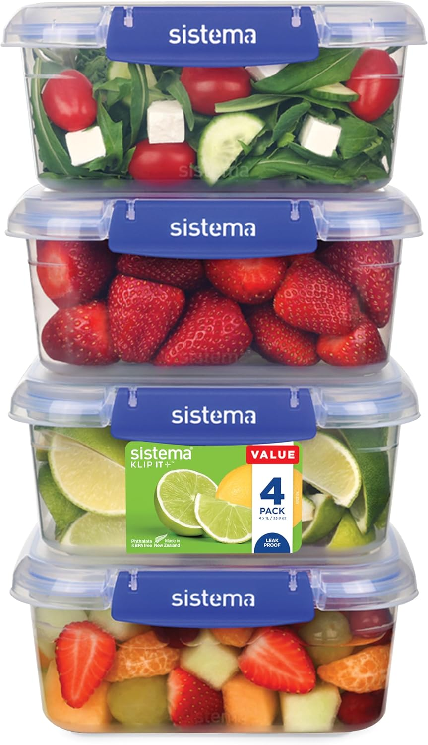 Sistema KLIP IT plus Food Storage Containers | 1 L | 4 Piece Airtight Containers Set | Leak-Proof Seal | Easy Locking Clips| Bpa-Free image number 5