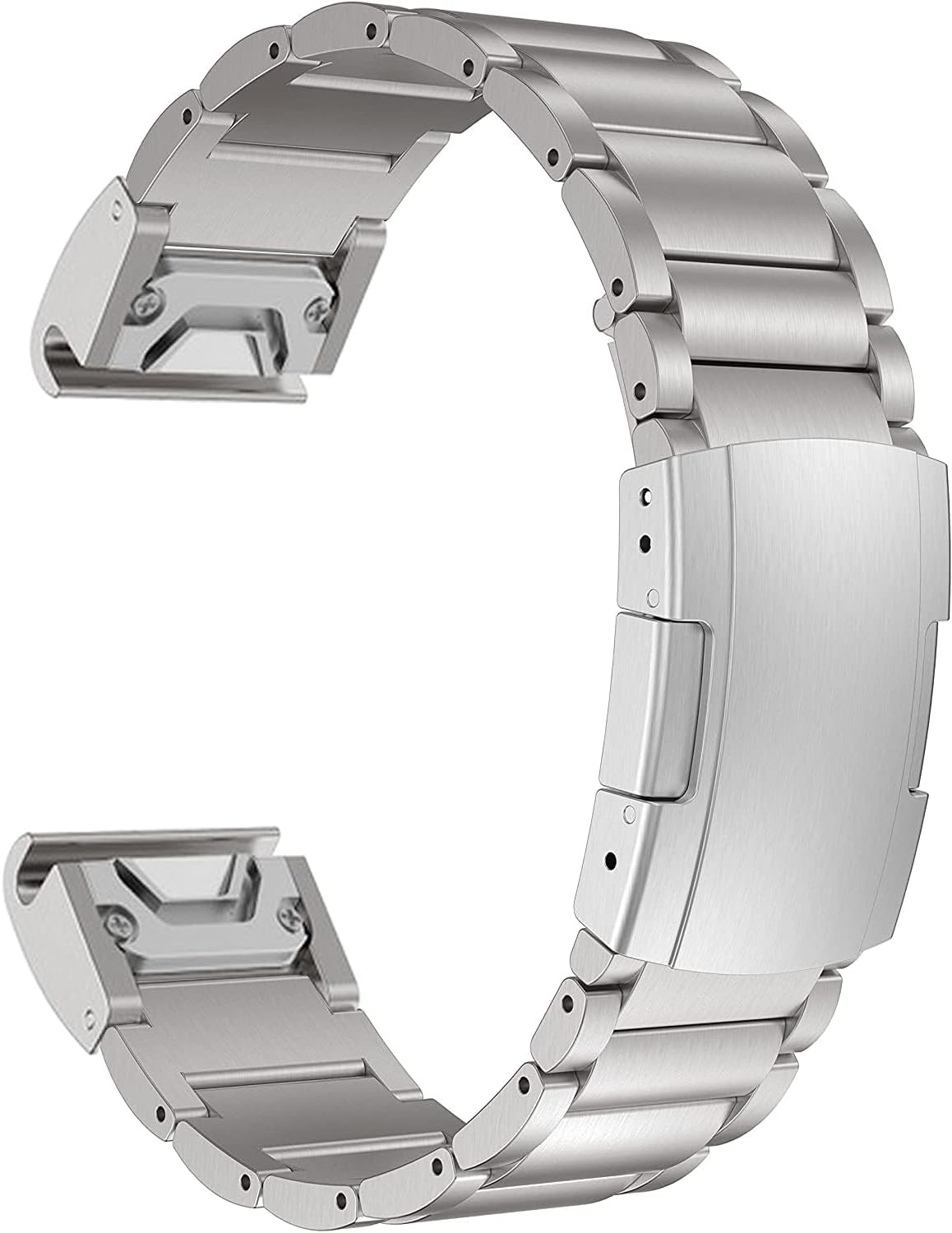 Maktech Titanium Band for Garmin,22Mm Three-Piece Metal Bracelet Strap with Quick Release Connector,Tortoise Buckle,For Garmin Fenix 8 47Mm/7/7 Pro/6/6 Pro/5/5 plus Smartwatch (Black)