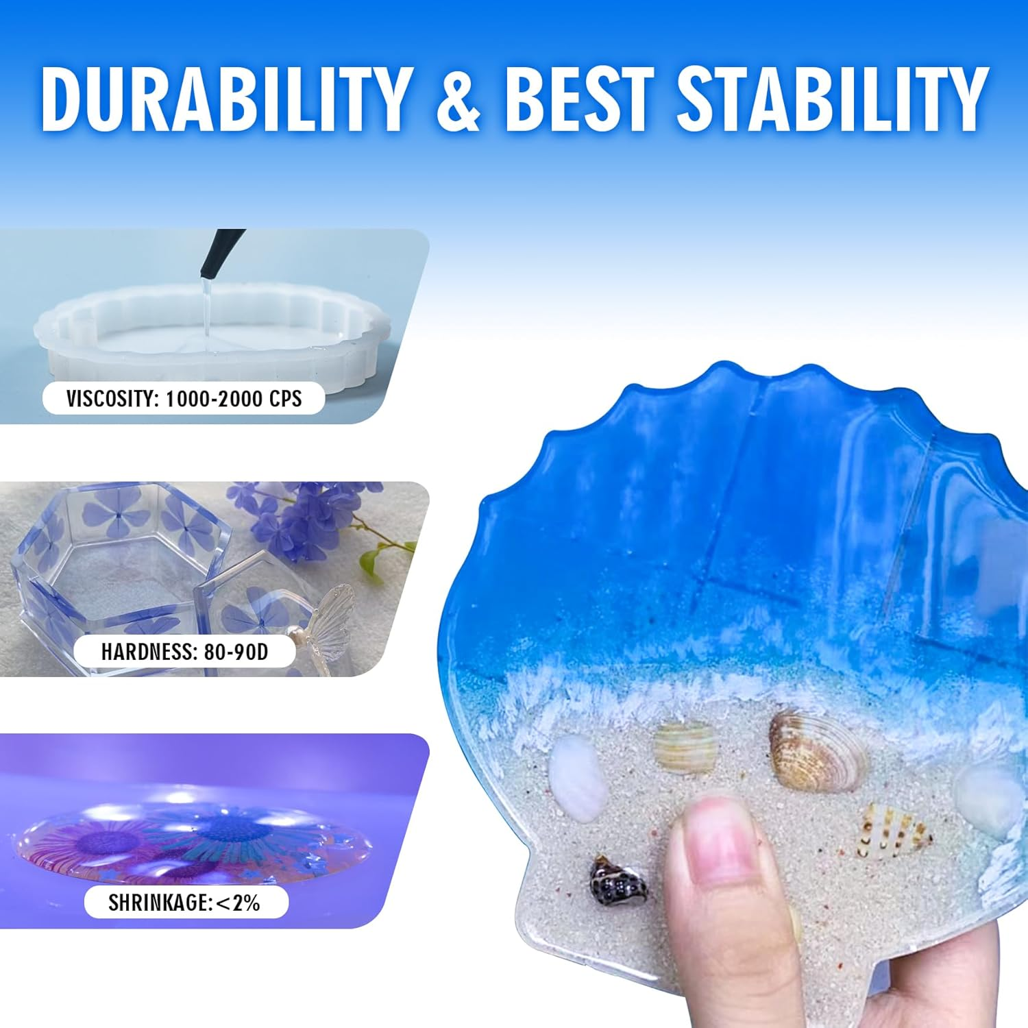 500G UV Resin, Upgrade Formula Crystal Clear Solar Cure Sunlight Activated Hard Resin Kit for Jewelry Making, Casting & Coating, DIY Craft