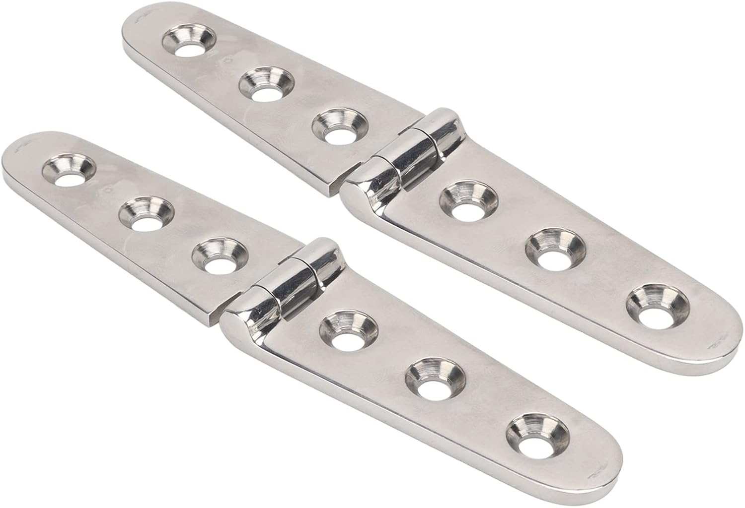 ASHATA Stainless Steel Heavy Duty Strap Hinge with Holes for Marine Boat Home Door Gate, Mirror Polished Hardware for Deck Barn, 2 Pack (3 Holes: 152X30Mm/5.98X1.18In) image number 6