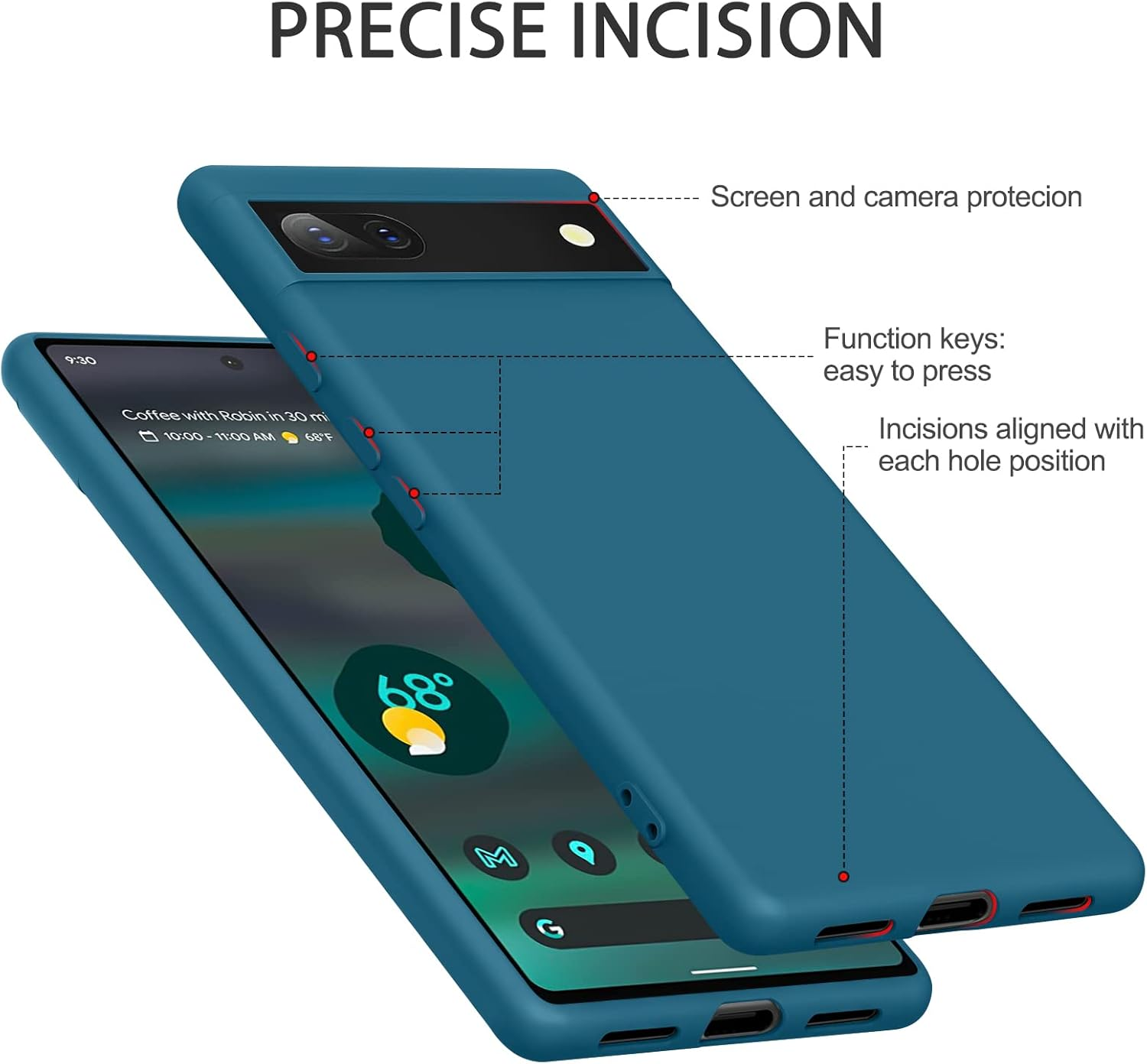 Soft Silicone Case for Google Pixel 6A Case(2022), Flexible Premium Rubber Full Body Protection Dust-Proof Shockproof Scratch Resistant Wireless Charging for Pixel 6A 5G Cover - Black image number 7