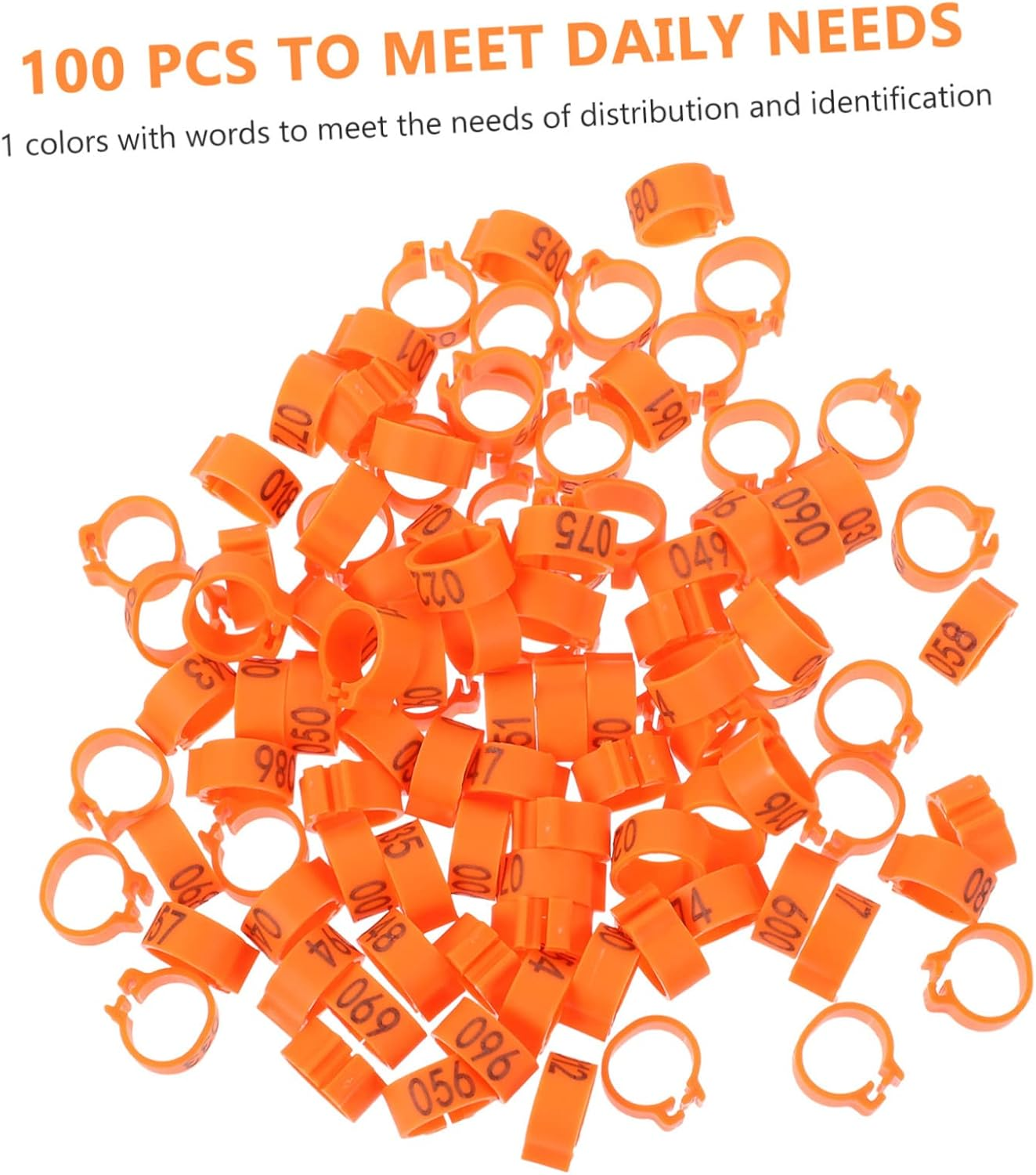 ERINGOGO 100 Pcs Pigeon Foot Rings Plastic Bird Leg Bands Identification Bands Bright Orange for Pigeons and Poultry Bird Accessories image number 2