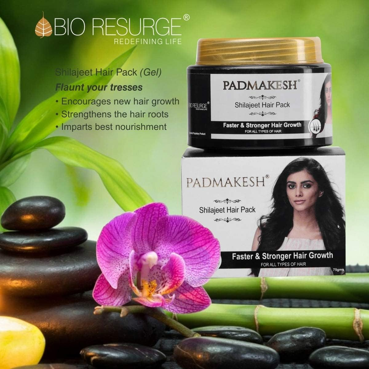 BIO RESURGE LIFE Padmakesh Shilajit Natural Hair Pack Help for Makes Hair Longer, Stronger, Thicker, and Shinier | Suitable for All Types of Hair (75 Gm) image number 3
