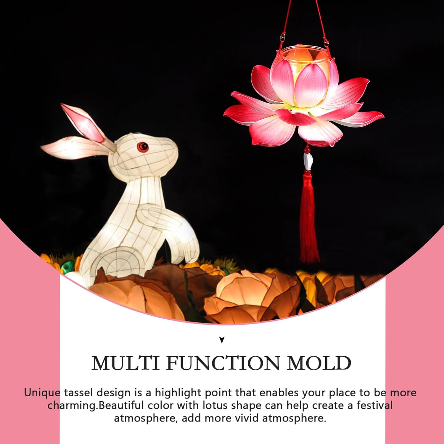 PLAFOPE Lotus Handheld Festival Lantern DIY Craft Kit for Red Small Lantern Making Materials Set Party and Supplies image number 1