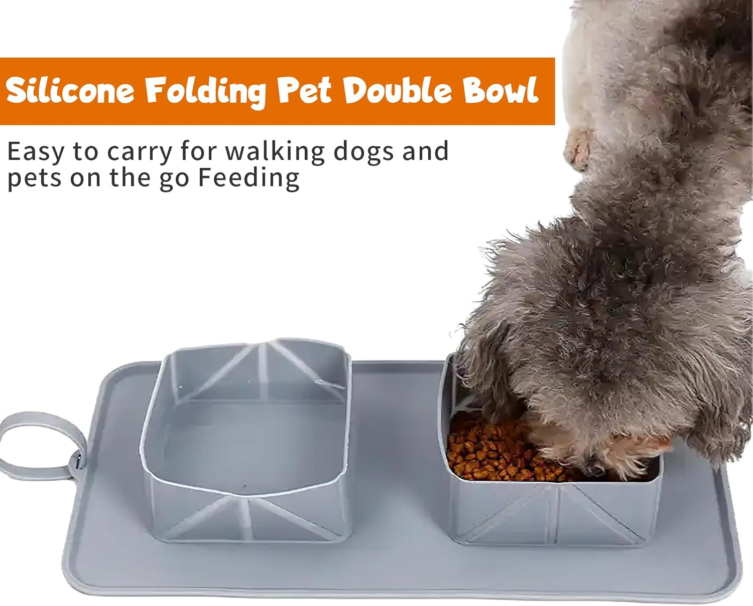 Dog Bowl, Dog Bowls, Pet Bowl, Foldable Silicone, 2-In-1 Feeding Bowl, Travel Bowl, Portable Feeding Bowls for Small and Large Dogs, Can Be Used for Food and Water, Grey image number 6