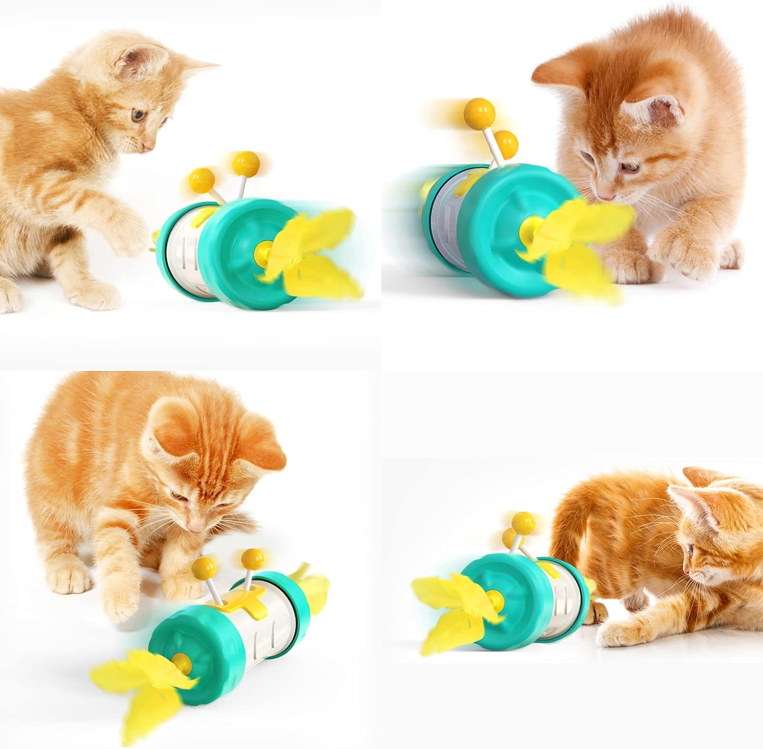 Interactive Cat Toys for Indoor Cats Automatic Cat Feather Toy Cat Swing Wand Chaser Training Toy for Cat Kitten /252 (Color : Turquoise) - Turquoise image number 4
