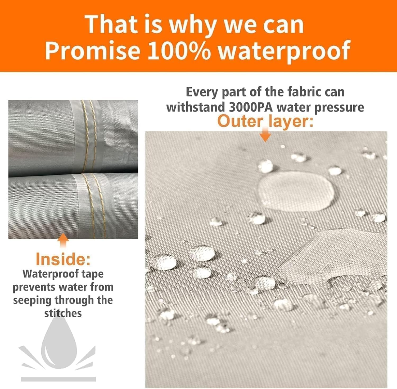 Outdoor Furniture Covers Waterproof, Anti-Uv Patio Furniture Cover, 420D Heavy Duty Oxford Cloth Cover with Handles, Vents and Buckles (Beige, 250*250*90Cm)