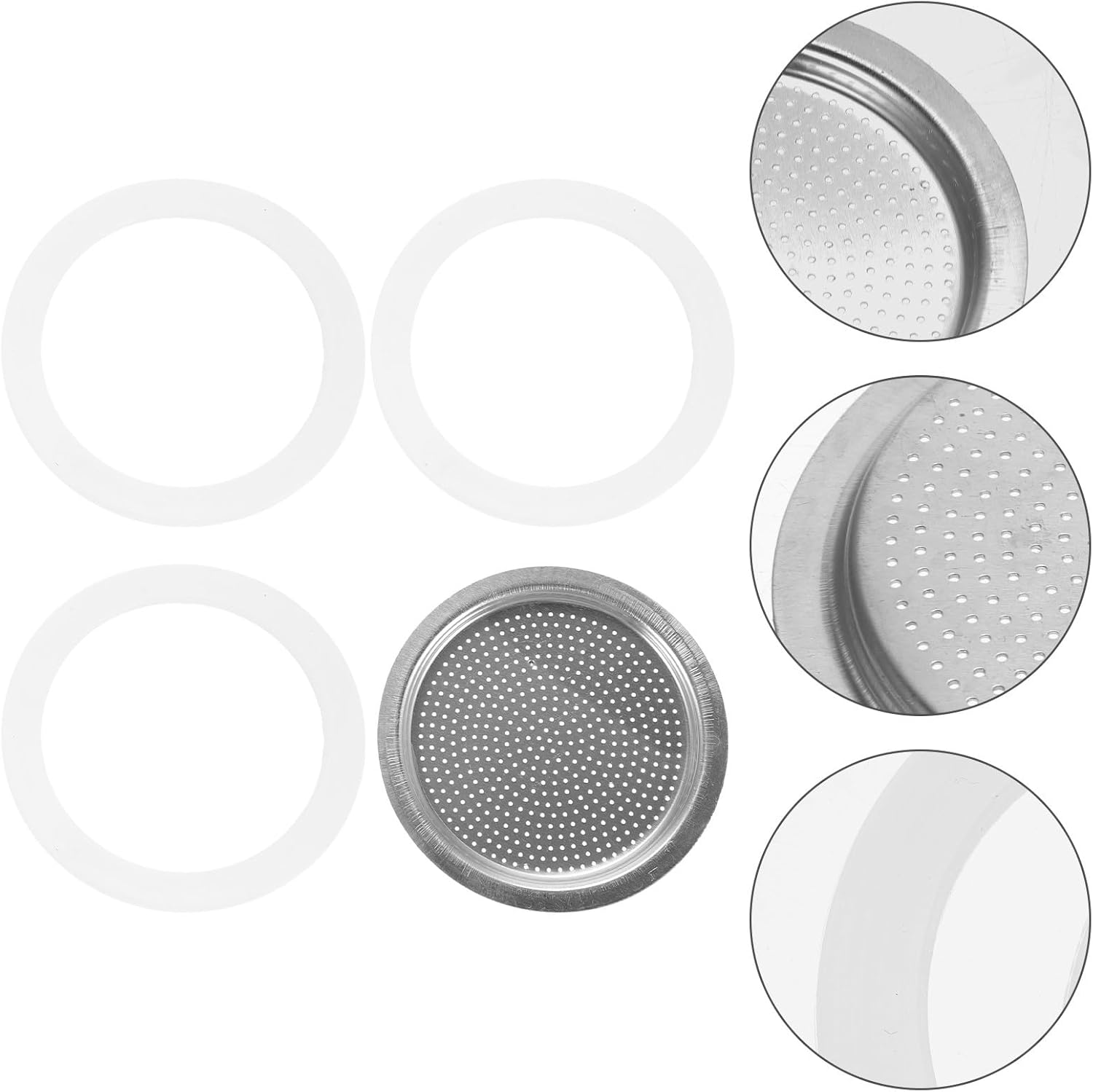 JEWEDECO Silicone Gasket Seal Coffee Pot Parts Replacement for Cup Stainless Steel Filter Espresso Maker Food-Grade Silicone and Stainless Steel Easy to Install and Wear-Resistant image number 3