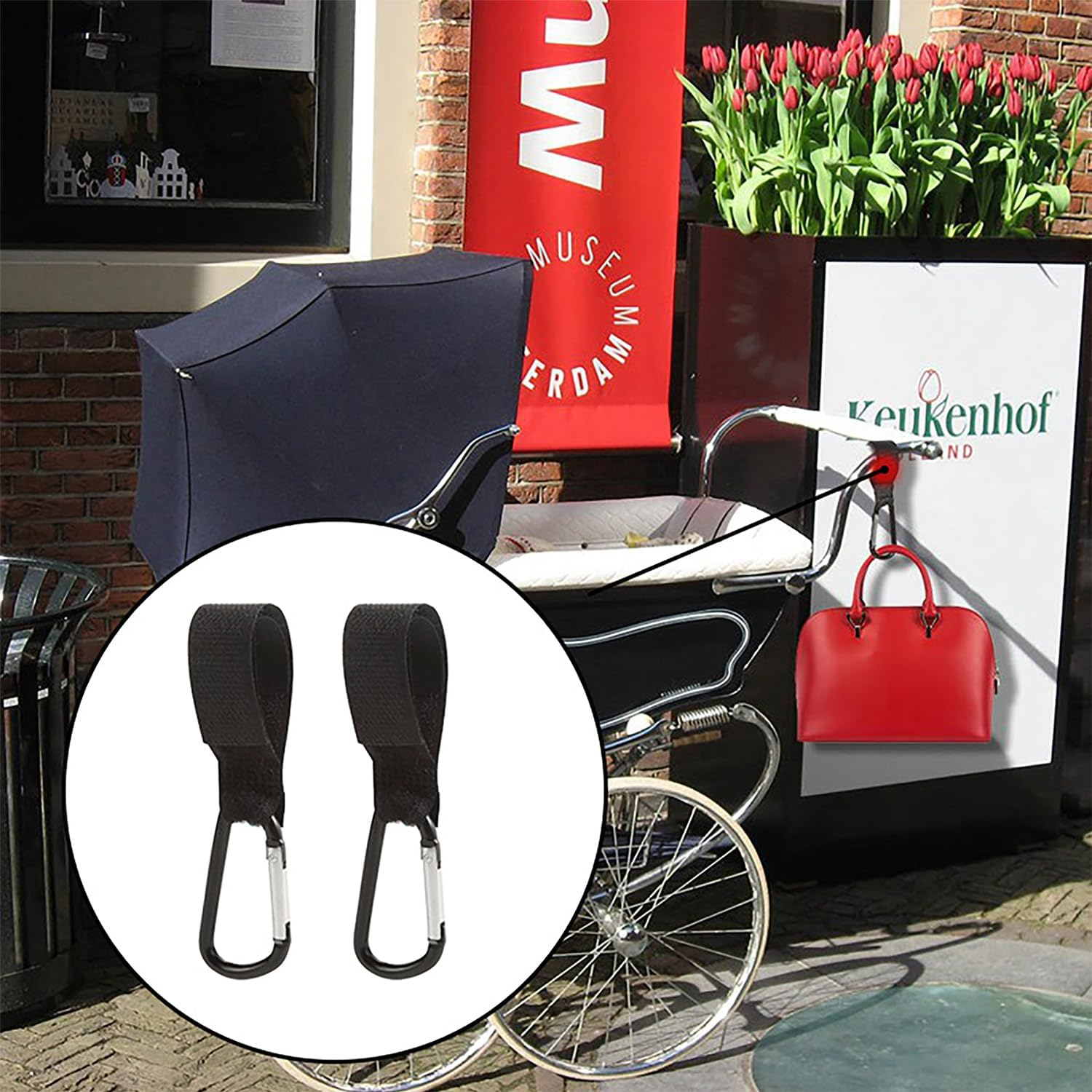 Wzenclave 6Pcs Baby Stroller Hooks Mommy Stroller Pram Clip and Stroller Accessories Stroller Peg and Organizer Hook for Diaper Bags 2 Stroller Pegs Clips 4 Baby Stroller Hooks Adjustable Clip Straps image number 5