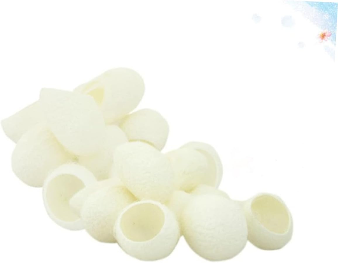 Baluue 200Pcs Natural Organic Facial Cleaning Silkworm Balls for Skin Care Whitening Exfoliator Blackheads Removal Beauty Natural Silk Ball Cleaning Silk for Pore Scrubbing image number 1