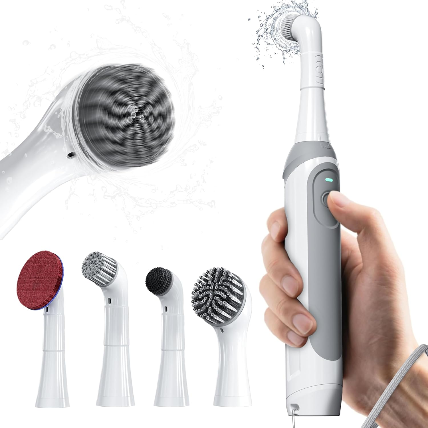 Sashion Sonic Scrubber Kit - Electric Rechargeable Scrub Cleaning Brush, Cordless Spin Scrubbing Cleaner with 5 Interchangeable Heads & IPX7 Waterproof for Home, Kitchen, Bathroom, Shower, Tub, Grout image number 5