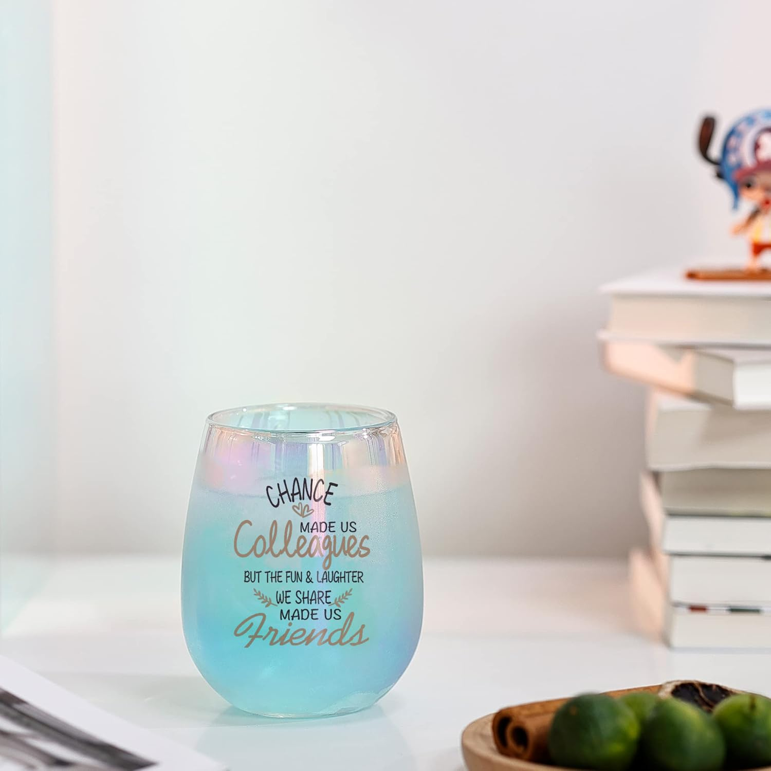 SHENDONG Chance Made Us Colleagues Stemless Wine Glass,15Oz Iridescent Glass Cup, Coworker BFF Present for Coworkers Going Away Employees Leaving,Farewell Retirement Party, Birthday Christmas Prisent - Dog Mom image number 6
