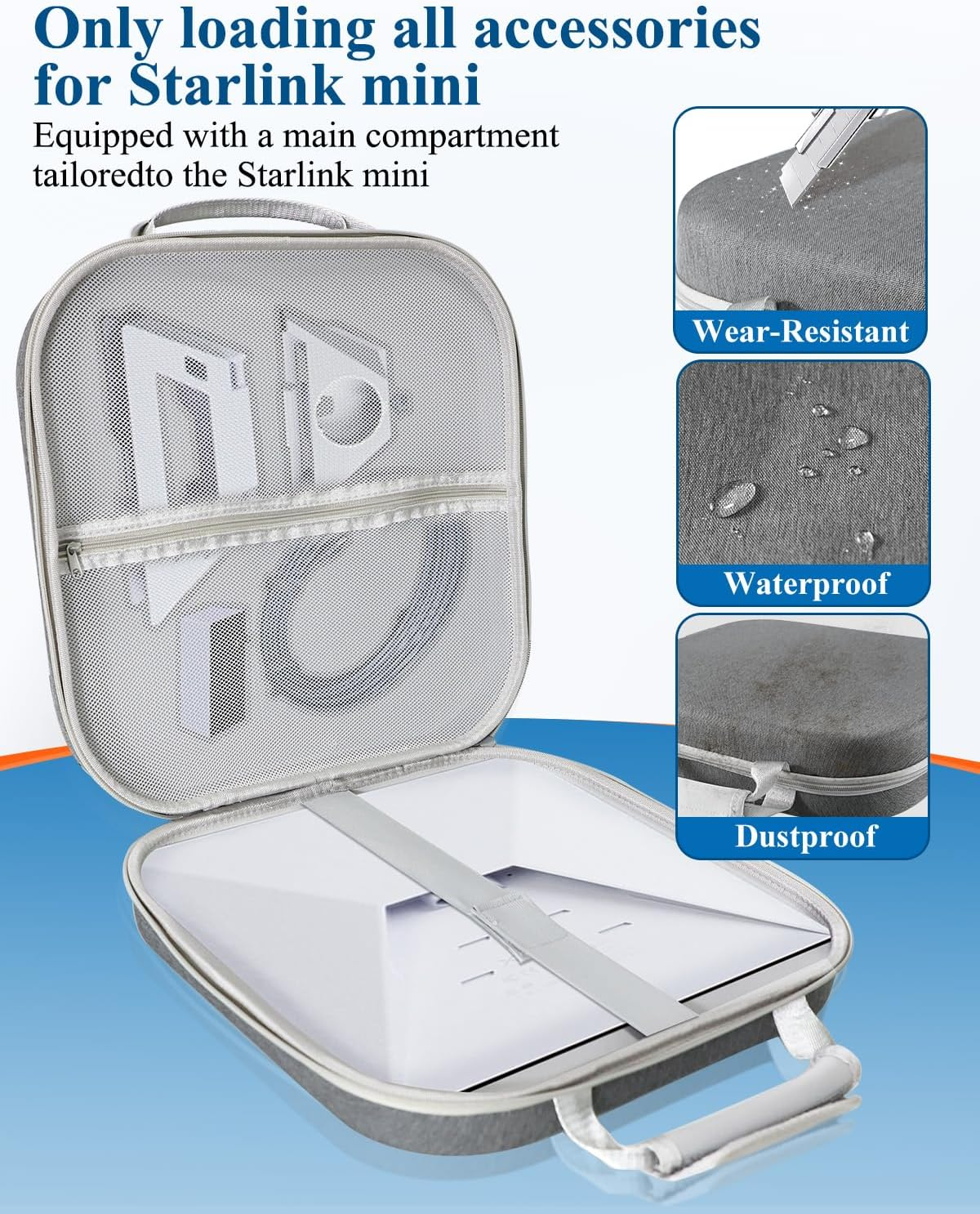 Luxisync Starlink Mini Carry Case &ndash; Outdoor Travel Case for Standard Starlink Mini Accessories, Large Capacity, Semi-Rigid EVA Protection image number 5