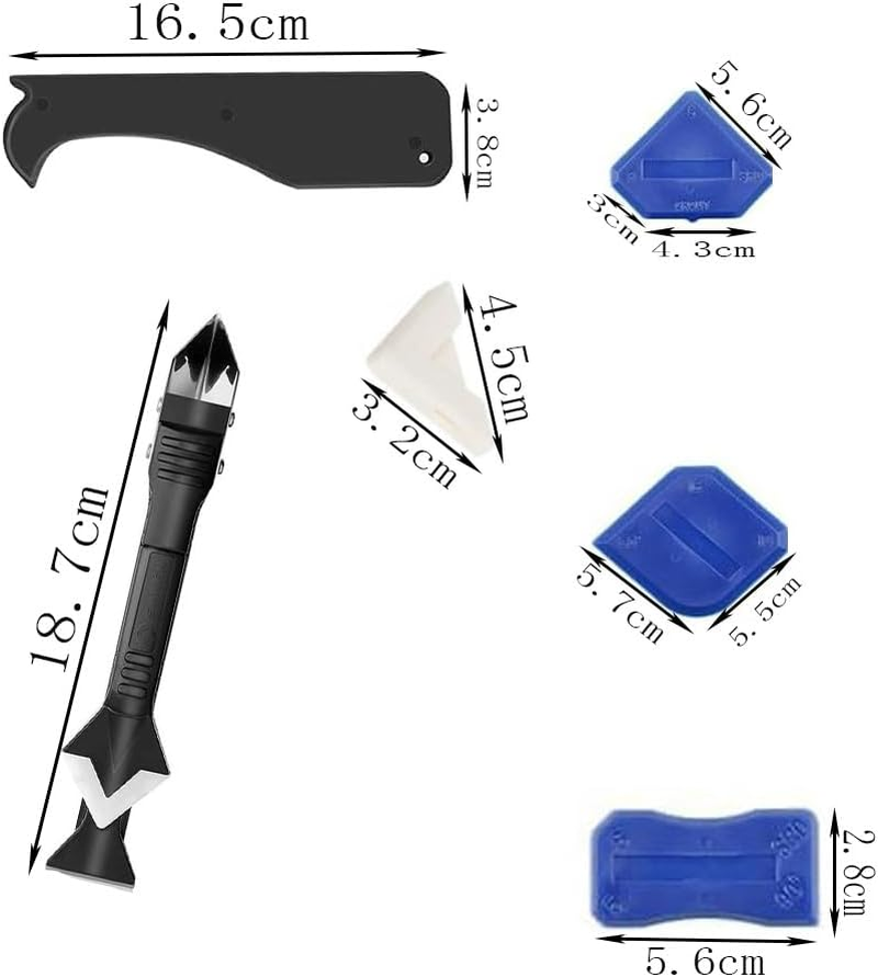 9 Pcs Caulking Tools Set, Glass Glue Angle Scraper, Caulking Nozzle Applicator Finishing Tool Set Kit Sealant Caulk Grout Remover Scraper for Bathroom Kitchen Sealing Hand Caulk Removal Tool