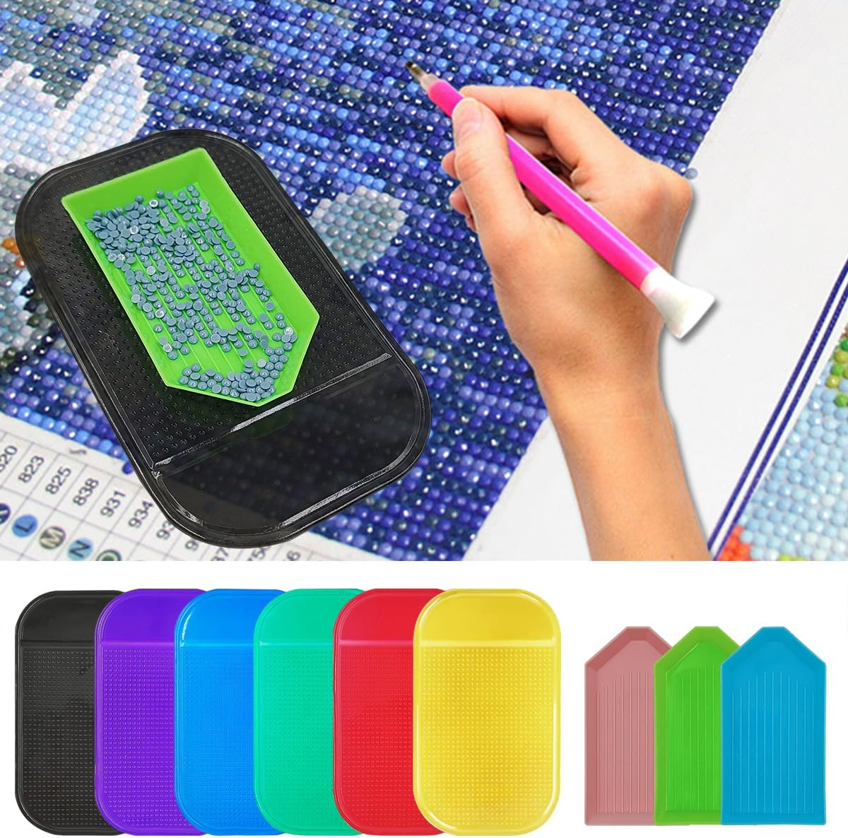 AIFUDA 33 Pcs Diamond Paintings Accessories and Tools, Different Size Diamond Trays, Anti-Slip Tools Sticky Mat and Diamond Paintings Release Paper for Diamond Art Paintings image number 3