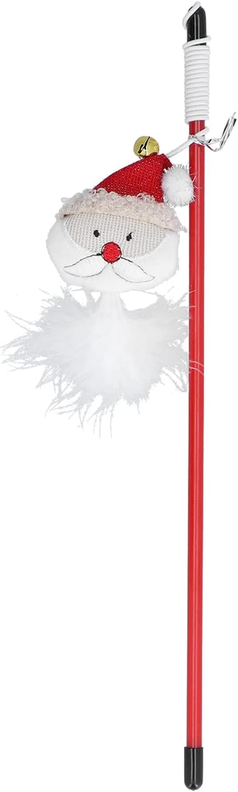 Aoaoy Cat Toy Interactive Stick Cat Wand Toy Interactive Stick 12In Long Safe Santa Claus Design with Plush Ball for Play Jumping Exercise image number 5