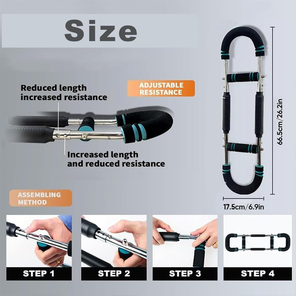 WADY Twister Arm Trainer, Adjustable Resistance Twister Arm Exerciser, Portable Chest Arm Muscle Exerciser for Men & Women, Detachable Power Twister Bar for Home Workout Equipment image number 6