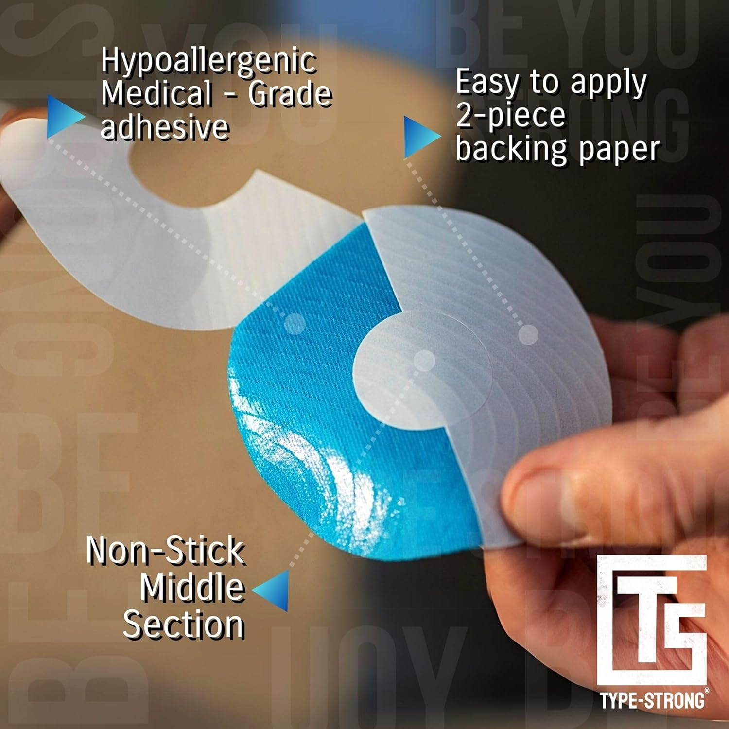 Type Strong Adhesive Patches for Freestyle Libre 2, Libre 3, Dexcom G7, Medtronic Guardian. Pre-Cut for Sensitive Skin, Waterproof, & Sweat-Resistant. 10-14 Days of Sensor Protection. 20 Pack, Tan. image number 6