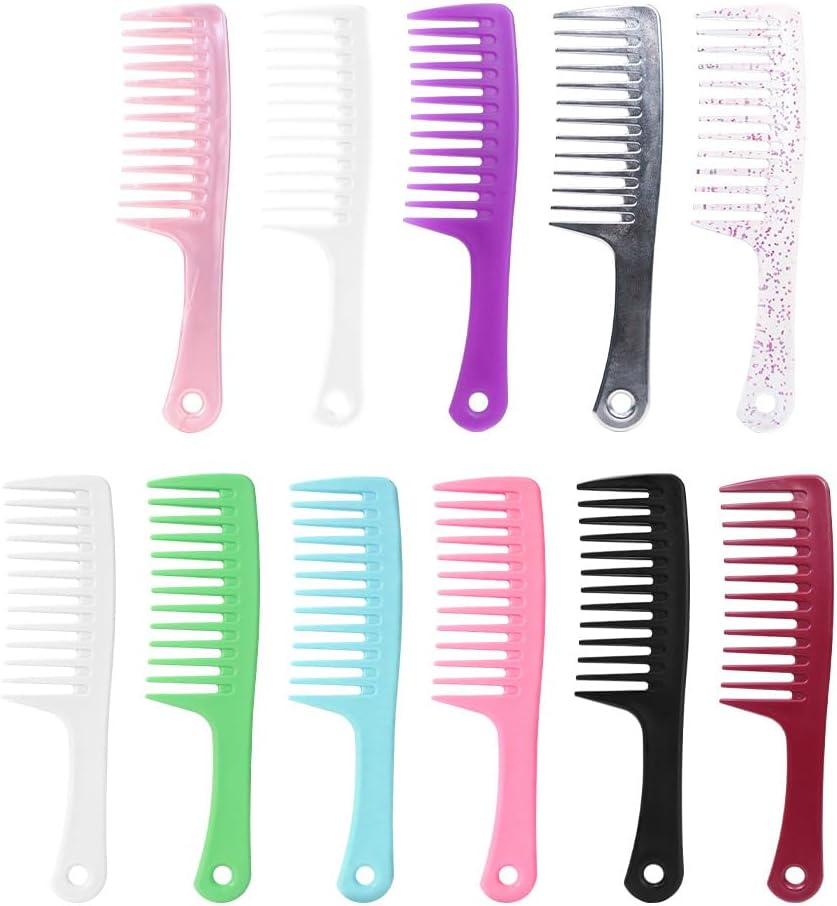 Two Set Large Wide Tooth Comb Detangling Wet or Dry Hair Combs Shower Comb for Women,Men,Hair Styling Brush for Natural Hair,Curly Hair,Long Hair (Cyan, One Size) image number 4