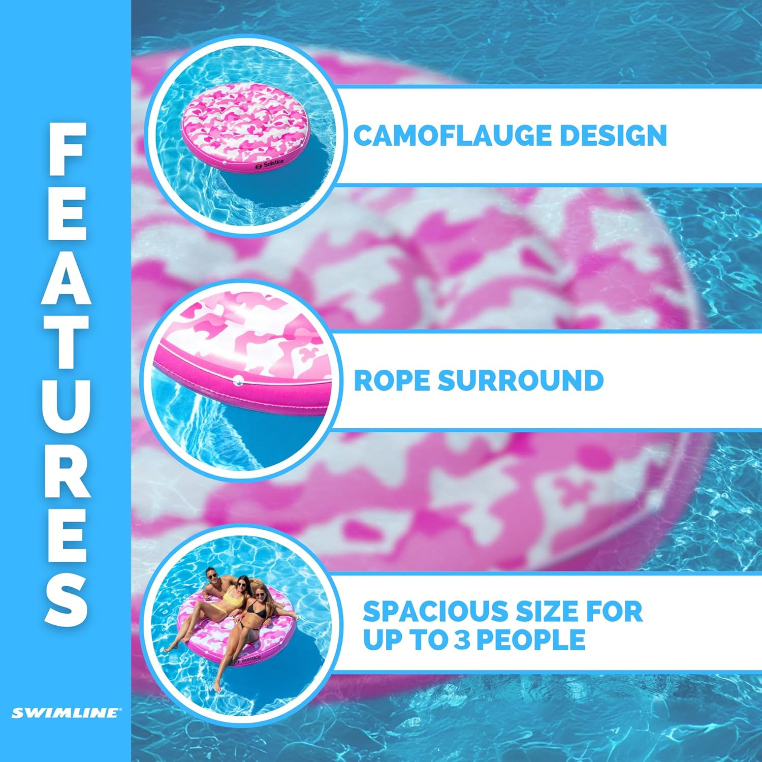 Solstice 16156 Camo Print Inflatable Pool Island image number 6