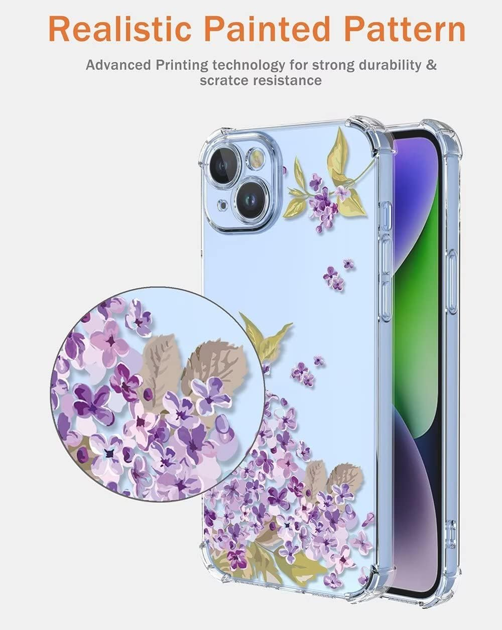 SEAHAI Case for Motorola Moto E14/Moto G04/Moto G04S, Colourful Beautiful Flowers Ultra Thin Transparent Mobile Phone Case Soft Silicone TPU Bumper Shockproof Case Protective Case - Cherry Blossoms - Camellia image number 7