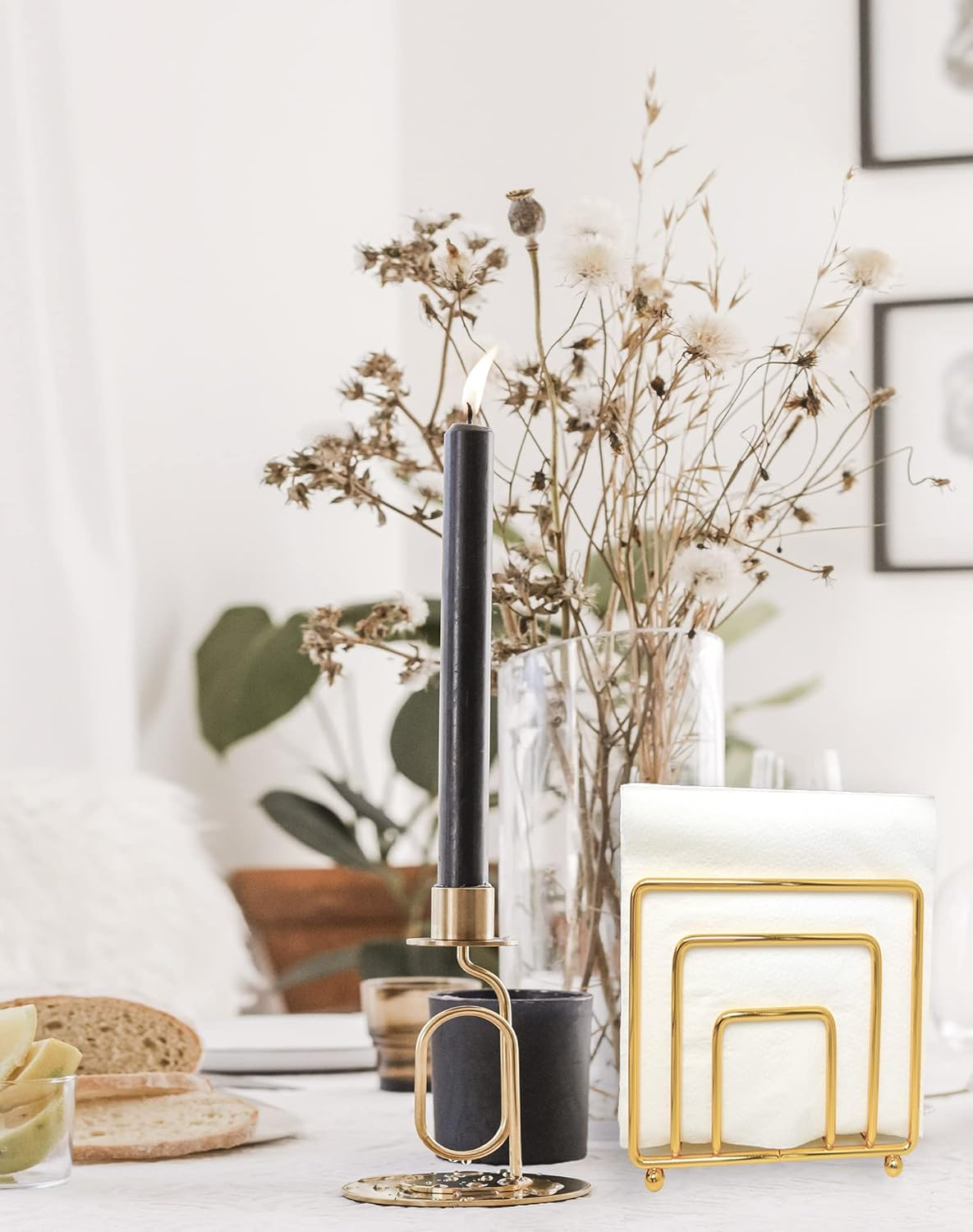 Napkin Holder Freestanding Metal Tabletop Tissue Dispenser for Tables, Dining, Kitchen, Restaurant, Picnic (Gold)