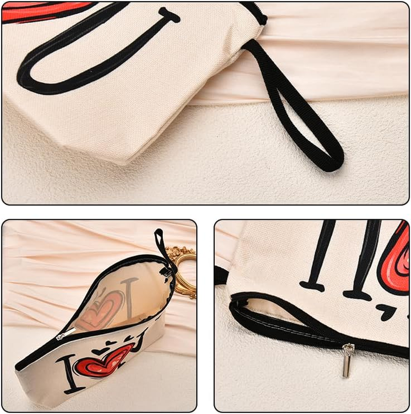 Makeup Bags for Women Valentines Day Gifts for Girlfriend Wife Anniversary Birthday Gifts for Women Mothers Day Gifts for Fiancee Wifey Small Makeup Cosmetic Bag for Purse - Beige-A image number 6