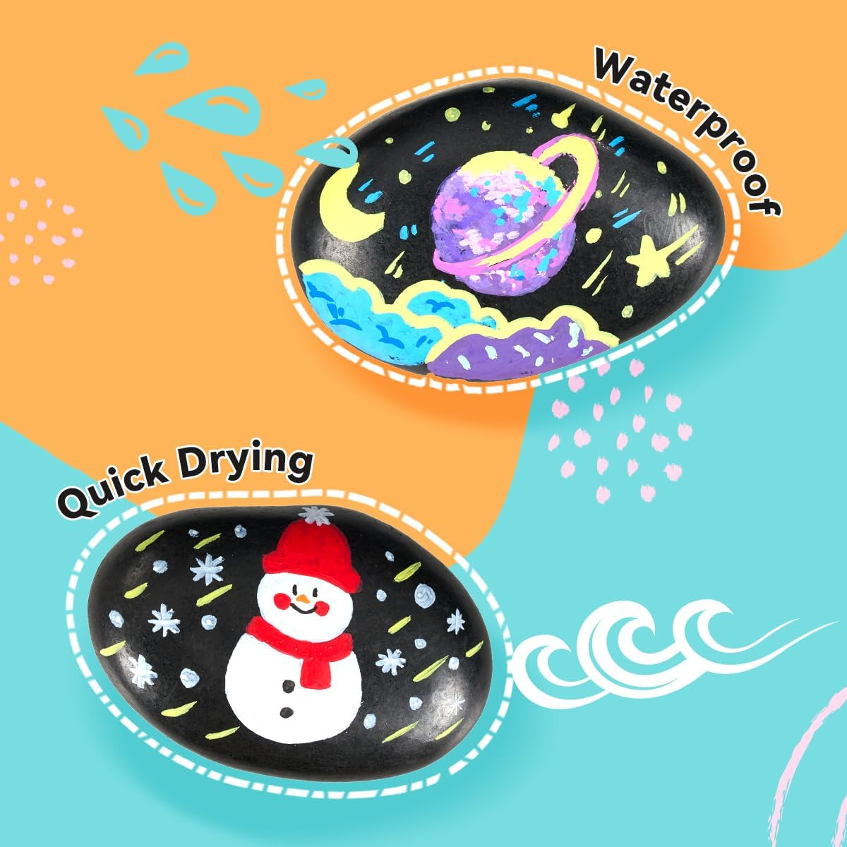 Arrtx 36 Colors Acrylic Marker for Rock Painting, Extra Brush Tip Paint Markers, Art Supplies, Fabric Markers, Waterproof Paint DIY Crafts Making image number 3