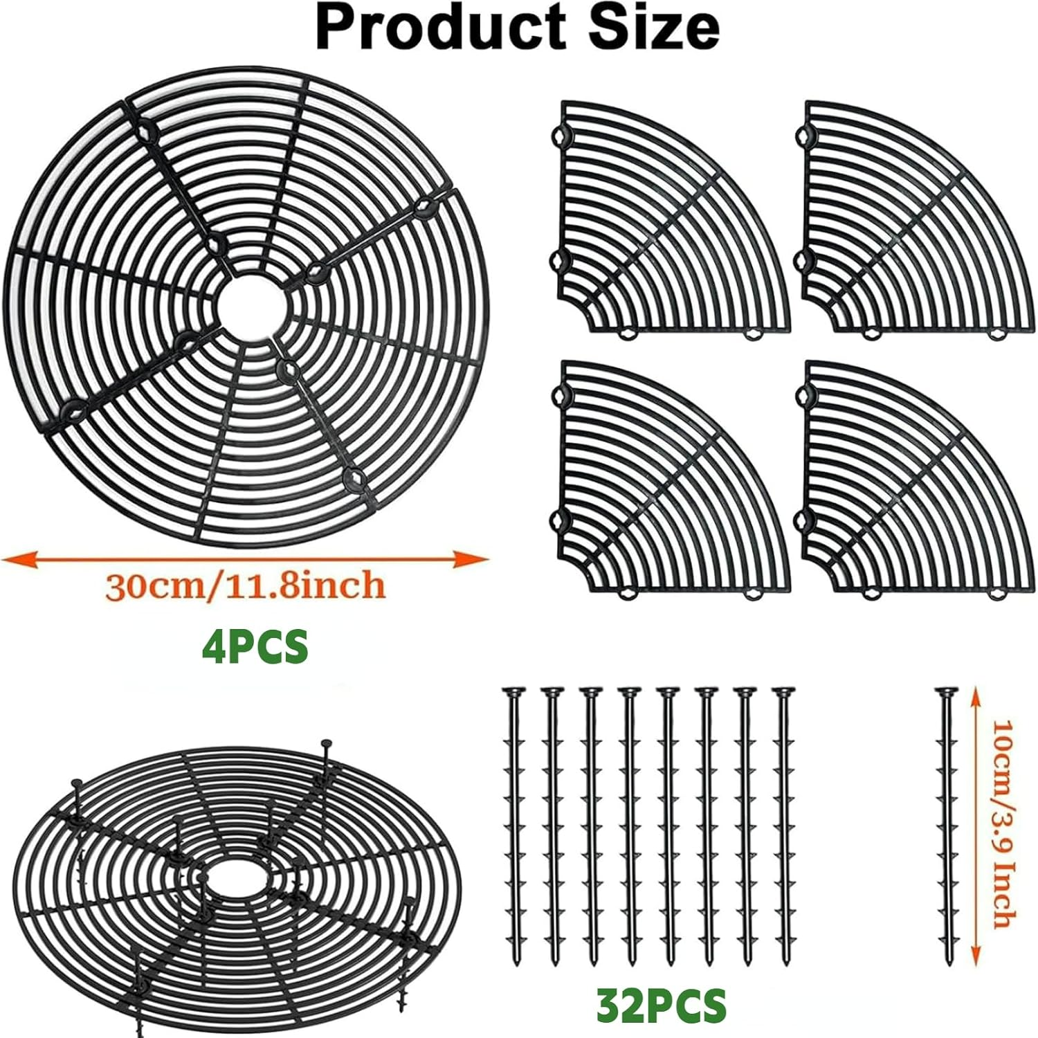 OOTSUN 4PCS Plastic Grid Plant Pot Covers, 30Cm Cuttable Flower Pot Cover with 32 Stakes for Indoor Outdoor Potted Plants for Indoor/Outdoor Potted Plants Soil Protector Grid Cover,Black image number 6