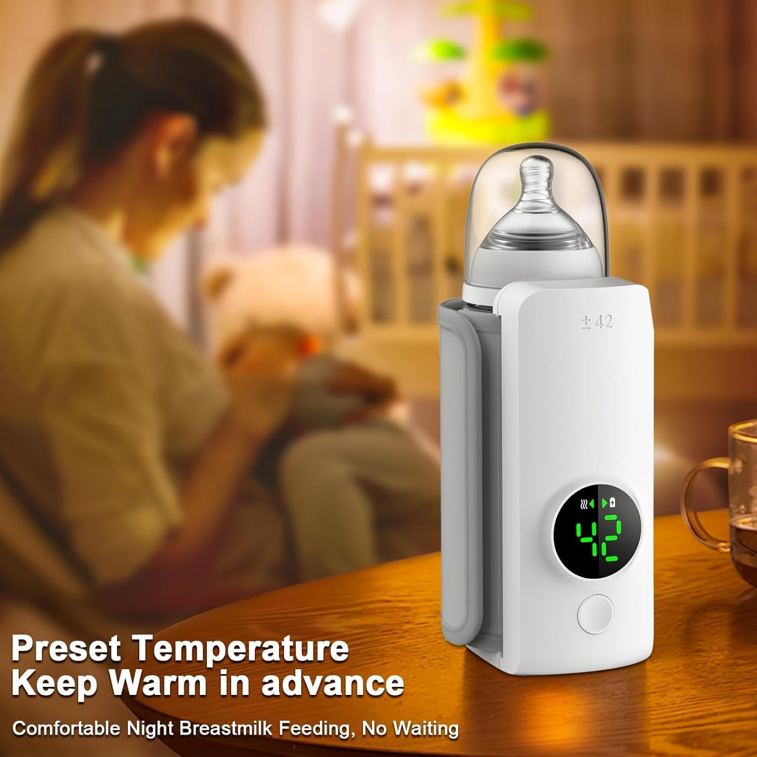 Aymxcls Fast Heating Baby Bottle Warmer, Travel-Easy, 18W Fast Charging, 6-Speed Temperature Control, 360 Degree Wrap Even Warming,Ensuring Baby Needs image number 4