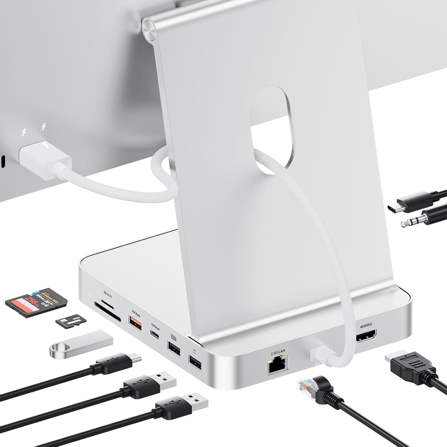 PULWTOP 11 in 1 USB C Hub for Imac 24 Inch 2021 2023 2024 USB Hub Docking Station Support M.2 SSD (NOT Included), Imac M1 M3 M4 Accessories, 4K HDMI, 2.5G Ethernet, 5 USB A/C 3.2 10Gbps, SD/TF - Blue